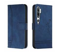 QIWEIQING Funda Compatible con Xiaomi Mi Note 10 4G, Funda Libro Protectora con Carcasa de TPU, Soporte Plegable, Ranura para Tarjeta, Funda de Cuero PU para Xiaomi Mi Note 10 4G Blue HX