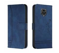 QIWEIQING Funda Compatible con Xiaomi Redmi Note 9 Pro, Funda Libro Protectora con Carcasa de TPU, Soporte Plegable, Ranura para Tarjeta, Funda de Cuero PU para Redmi Note 9S Blue HX
