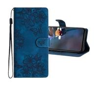QIWEIQING Funda Compatible Xiaomi Mi 10T Pro, Cuero PU Funda con Acollador Antideslizante Tarjetas Libro Carcasa Floral Case Cierre Magnético Funda para Xiaomi Mi 10T / 10T Pro. Azul Oscuro XYH
