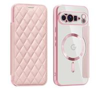 QIWEIQING Funda Magnética para Google Pixel 10 Pro XL, Carcasa Libro con Tapa de Cuero Flip Folio Ranura para Tarjeta Bloqueo RFID Antigolpes Protectora para Google Pixel 10 Pro XL .Oro Rosa XFC