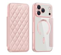 QIWEIQING Funda Magnética para iPhone 17 Pro, Carcasa Libro con Tapa de Cuero Flip Folio con Ranura para Tarjeta, Bloqueo RFID Antigolpes Protectora para iPhone 17 Pro .Oro Rosa XFC