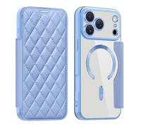 QIWEIQING Funda Magnética para iPhone 17 Pro, Compatible con MagSafe Bloqueo RFID Cuero Premium Cierre Magnético Flip Folio Carcasa Funda para iPhone 17 Pro 6.3" .Azul Pico XFC