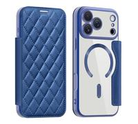 QIWEIQING Funda Magnética para iPhone 17 Pro MAX con Porta Tarjetas de Crédito Bloqueo RFID Resistente a Impactos, Antirrayaduras, Trasera Transparente Funda para iPhone 17 Pro MAX. Azul XFC