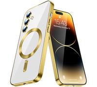 QIWEIQING Funda Magnética para Samsung Galaxy S23, Compatible con MagSafe, Protección Grado Militar A Prueba de Golpes Resistente a Arañazos Transparente Funda Samsung S23. Golden YIX