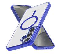 QIWEIQING Funda Magnética para Samsung Galaxy S25 FE Compatible con MagSafe, Carcasa Antigolpes, Marco de TPU Mate Color Sólido, Anti-Arañazos Respaldo Clear Case para Galaxy S25 FE. Azul Real BC