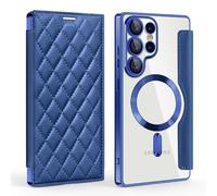 QIWEIQING Funda Magnética para Samsung Galaxy S25 Ultra con Porta Tarjetas de Crédito Bloqueo RFID Resistente a Impactos, Antirrayaduras Trasera Transparente Funda para Galaxy S25 Ultra. Azul XFC