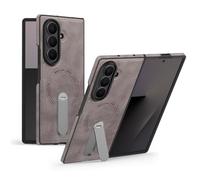 QIWEIQING Funda Magnética para Samsung Galaxy Z Fold 7 Carcasa Compatible con Magsafe, Parte Trasera Transparente Anti-Arañazos Tapa de Cuero Flip Case Funda para Samsung Galaxy Z Fold 7 .Gris KDC