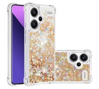 QIWEIQING Funda para Redmi Note 13 Pro Plus 5G, Funda Glitter Amor Antihuellas Protector Gel Bumper Niñas Mujeres Case Brillante Arena Movediza Carcasa para Redmi Note 13 Pro Plus 5G.Gold YBL
