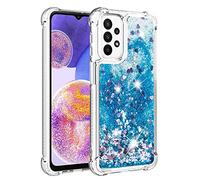 QIWEIQING Funda para Samsung Galaxy A14 5G, Funda Glitter Amor Cristal Protector de Pantalla Suave TPU Bumper Niñas Mujeres Brillante Arena Movediza Carcasa para Galaxy A14 5G.Blue YBL