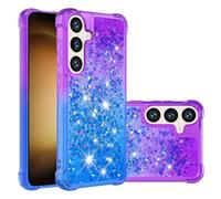 QIWEIQING Funda para Samsung Galaxy S24 FE, Glitter Liquida Cristal Silicona Bling Protector TPU Bumper Case Resistente a Arañazos Arena Movediza Carcasa para Samsung S24 FE.Purple Blue YBJ