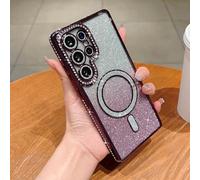 QIWEIQING Funda para Samsung Galaxy S25 Edge Compatible con MagSafe, Carcasa Antigolpes, Marco de TPU Mate Color Sólido, Anti-Arañazos Respaldo Transparente Case para Galaxy S25 Edge. Morado BZ