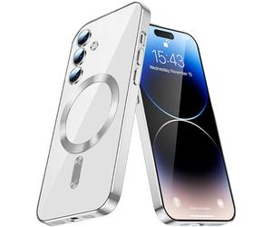 QIWEIQING Funda para Samsung Galaxy S25 Plus, Funda con Magnética Cargador Inalámbrico, Funda Transparente Carcasa Hibrida Fina Antiarañazos Antideslizante, Silver YIX