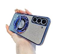 QIWEIQING Glitter Funda Magnética para Samsung Galaxy A56, Funda Bling Brilla Compatible con Mag-Safe Magnético Carga Inalámbrica, Bumper TPU Cover Case para Samsung Galaxy A56. Blue DS