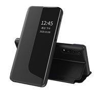 QIWEIQING Huawei P20 Funda Carcasa Espejo Mirror Design Caso Clear View PC + Premium PU Piel Standing Protectora Flip Folio Cover Cubierta para Huawei P20. Flip Mirror Black QH3