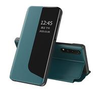 QIWEIQING Huawei P20 Funda Carcasa Espejo Mirror Design Caso Clear View Premium Standing Protectora Flip Folio PC + PU Cover Cubierta para Huawei P20. Flip Mirror Green QH3