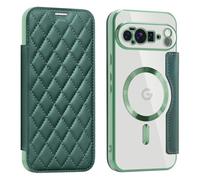 QIWEIQING Magnética Funda para Google Pixel 10 con Cuerda Compatible con MagSafe Antigolpes Silicona Carcasa Case de Cadena Cover con Bloqueo RFID Funda para Google Pixel 10 Pro .Verde XFC