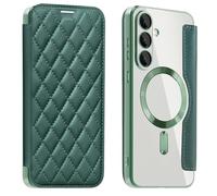QIWEIQING Magnética Funda para Samsung Galaxy S25 Plus con Cuerda Compatible con MagSafe Antigolpes Silicona Carcasa Case de Cadena Cover con Bloqueo RFID Funda para Galaxy S25 Plus .Verde XFC