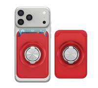 QIWEIQING para Magnetico Porta Carte Wallet, Compatible para MagSafe, Soporte Ajustable, para iPhone Series 17/16/15/14/13/12 y Google Pixel 10/Pro/Pro XL, NO Mini, Protezione da Graffi. Rojo FKB