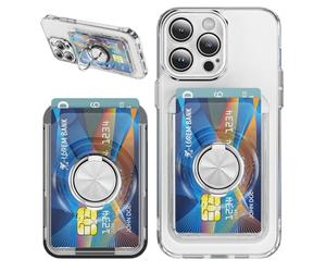 QIWEIQING para Magnetico Porta Carte Wallet, Compatible para MagSafe, Soporte Ajustable, para iPhone Series 17/16/15/14/13/12, NO Mini, Protezione da Graffi. Transparente FKB