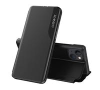 QIWEIQING Samsung Galaxy Note 10+ Funda Carcasa Espejo Mirror Design Caso Clear View PC + Premium PU Piel Standing Protectora Flip Cover Cubierta para Galaxy Note 10 Plus. Mirror Black QH3