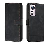 QIWEIQINGWH Compatible con Funda para Xiaomi Mi 12 Pro, Funda Móvil Funda Libro con Tapa, Carcasa Magnético Funda para Xiaomi Mi 12 Pro.Black HX