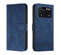 QIWEIQINGWH Funda Compatible con Xiaomi Poco M4 Pro 4G, Funda Libro Protectora con Carcasa de TPU, Soporte Plegable, Ranura para Tarjeta, Funda de Cuero PU para Mi Poco M4 Pro 4G Blue HX