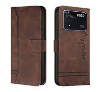 QIWEIQINGWH Funda Compatible con Xiaomi Poco M4 Pro 4G, Funda Libro Protectora con Carcasa de TPU, Soporte Plegable, Ranura para Tarjeta, Funda de Cuero PU para Mi Poco M4 Pro 4G Brown HX