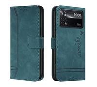 QIWEIQINGWH Funda para Xiaomi Poco X4 Pro 5G, Funda Libro Xiaomi Poco X4 Pro 5G New Edition, Funda Móvil Mi Poco X4 Pro 5G Magnético Carcasa para Mi Poco X4 Pro 5G Funda con Tapa Green HX