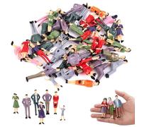 QIWEIS Figuras de Personas en Miniatura 50 Piezas Figuras de Personas Modelo Escala 1:75 Figuras Mini Personas Pintadas Figuras de Personas de Plástico para Manualidades Modelismos Arquitecturas
