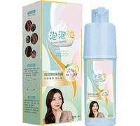 Qiweitang champú de tinte para el cabello, champú de tinte para el cabello con burbujas a base de plantas, acondicionador y cobertura gris, para mujeres y hombres (Marrón negro)