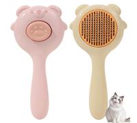 Qiwenr 2 Piezas Cepillo Para Gatos y Perros, Cepillo Mascotas Con un Botón, Adecuado Para la Depilación de Mascotas Grandes, Depilación de Mascotas Con un Clic (Amarillo + Rosa)