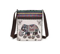 Qiwenr Bolso Bandolera Elefante, Bolsa de Bandolera, Bolso Hombro Bordado, Bolso Tote Elefante, Bolso de Hombro Bordado,los Bolsos Informales con Elementos étnicos son Adecuados Para la Vida Diaria