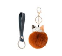 Qiwenr Llavero Personalizado Para Mujer, Artificial Con Bonito Peluche Suave, Adecuado Para Bolsos, Llaves de Coche, Complementos Decorativos (Marrón, Azul)