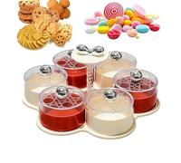 Qiwieod Bandeja de servir dividida con tapa - Bandeja Giratoria para Cocina y Alimentos - de Frutas con Tapa - para Mesa de, Viajes Infantiles, Pícnic, Catering, Anfitriones y