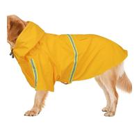 Qiwieod Chaqueta impermeable para perros, chubasquero para mascotas, ligero y portátil, poncho de abrigo para mascotas ajustable con capucha y tira reflectante, altamente visible, transpirable