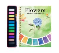Qiwieod Cuaderno De Acuarela Para Adultos,12 Colores De Pintura Y Pincel Con Encuadernación En - Libros De Práctica De Colorear Con Acuarelas Para Niños | Para Ejercicios De Arte Diario Niños Mujeres