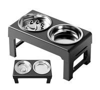 Qiwieod Cuenco elevado para gatos, doble cuenco elevado para mascotas, altura regulable en 3 posiciones, cuenco con estructura para gatos, para interiores, exteriores, viajes, cocina, salón, camping