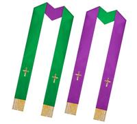 Qiwieod Estola para Sacerdote - Con Borlas y Bordado Doble Cara Unisex para Iglesia | Estola Nupcial Para Clérigos Adultos | Para Las Ceremonias De Bautismo Funeral Y Confirmación