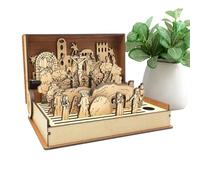 Qiwieod Family Easter Holy Week Recuerdos, libro de Pascua con historias ilustradas, libro de madera, libro de madera, libro de madera de la semana santa, libro de madera