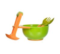 Qiwieod Machacador de alimentos - con tenedor, cuchara, triturador de mano, cubiertos, puré de verduras y cuenco de molino | Para verduras, pollo, patata, jengibre