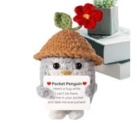 Qiwieod Muñeca de Ganchillo de pingüino Positivo, 10 cm, decoración de Escritorio, muñeca, para niños, Adultos, empleados, Navidad, colegas, coleccionistas, escritorios