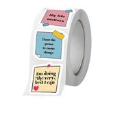 Qiwieod Pegatinas motivacionales para niños - 500 pegatinas energizantes | Divertido rollo de frases para escuela, hogar, tareas, progreso del aprendizaje, diario, botella de agua, regalos de