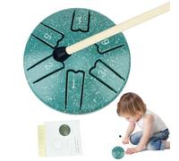 Qiwieod Tambor de lengua, tambor de acero para niños, tambor de meditación A-Key, 6 notas de 3 pulgadas, libro de música, incluye mazo, instrumento de percusión de tambor de mano, armoniza cuerpo y
