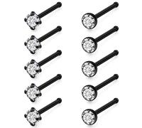 Qiwnswoy Anillos de nariz de titanio de acero quirúrgico inoxidable de 18 G, 20 G, 22 G, para mujer, en forma de L, anillos de nariz de tornillo, joyería para mujeres y hombres, plata, oro y negro