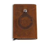QIXCXAZ Cartera Delgada para Tarjetas, Estuche de Almacenamiento de Efectivo Delgado Cuero Incorporado, Llavero Bolsillo, Bolsa Regalo, Bolso Viaje, Accesorios, Marrón