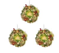 QIXCXAZ Juego de 3 Coronas Decorativas para Armario con Cintas, Campanas y Luces LED Colgantes. Fácil de Usar, Estilo de Nuez de Ginkgo