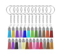 QIXCXAZ Paquete completo de suministros para llaveros con aros, anillas de salto y colgantes de borlas de cuero para una creatividad sin límites. 150 piezas de llaveros,