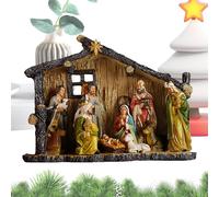 qixeuoa Conjunto de Figuras del Belén | 38 Centímetros Estatuillas Navideñas Decorativas | de Mesa de la Sagrada Familia de Resina con Pesebre - para Chimenea Familias Iglesia Católica Mesa Fiestas