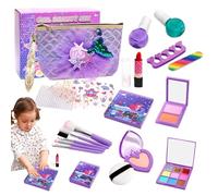 qixeuoa Kit de Maquillaje para Niños,Juego de Belleza Lavable - Set De Cosméticos De Juguete para Niñas - para Tocador Fiestas De Cumpleaños Infantiles En Casa Guarderia Y Preescolar
