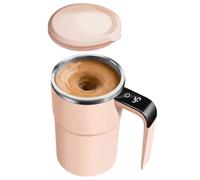 Qixfyze Eléctrica Taza Café con Termómetro LCD Integrado, 380ml Vasos Mezcladores para Batidos de Proteínas, Recargable Automáticas Taza de Autoagitación para Preparar Leche, Cacao, Etc(Pink-1pc)